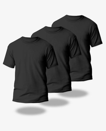 BLACK PLAIN T-SHIRTS - 3 PACK (UNISEX)